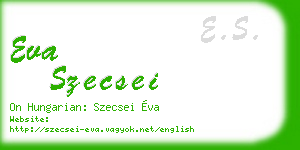 eva szecsei business card